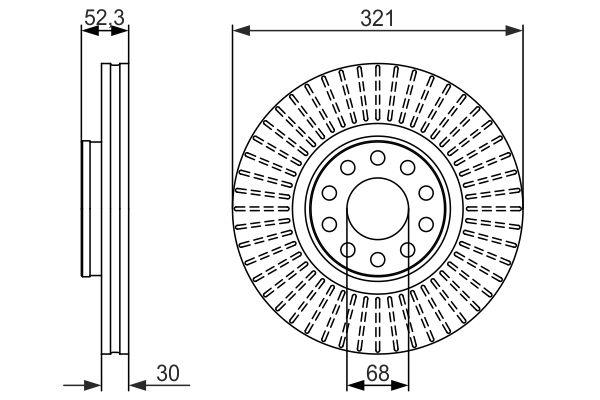 Disque de frein Bosch 0986479690 - avant - ventilé - 10 trous - épaisseur 30mm_0