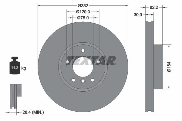 Disque de frein ventilé Textar 92160803 - Avant - Conditionnement boîte de 1 disque_0
