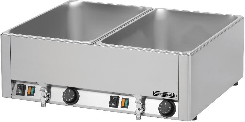 Double bain-marie gn 1/1 avec 2 robinets de vidange capacite 2 bacs gn 1/1 - 150 mm de profondeur - CBMDV_0