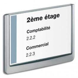 DURABLE PLAQUE DE PORTE CLICKSIGN GRIS EN ABS - FICHE BRISTOL FOURNIE, L 21 X H 14,85 CM