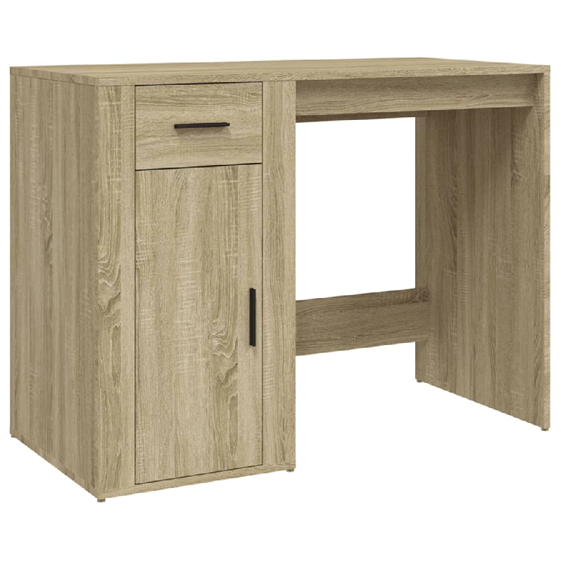 Helloshop26 - Bureau table poste de travail meuble d'ordinateur informatique étude chêne sonoma 100 x 49 x 75 cm bois d'ingénierie 02_0023630 - 300_0