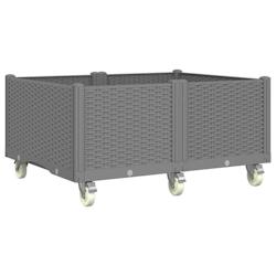 Helloshop26 - Jardinière bac lit surélevé plantes fleurs terrasse jardin à roulettes clair 100 x 80 x 54 cm PP gris 02_0038843 - 3000217941865_0