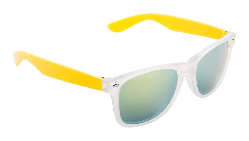 Lunettes de soleil en plastique - protection UV400 - monture transparente - branches colorées et verres métalliques_0