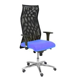 Piqueras y Crespo Fauteuil Sahúco XL Executive Assise garnie en tissu BALI pistache (AVEC VISCOELASTIC FOAM) et dossier en maille respirante. - bleu_0