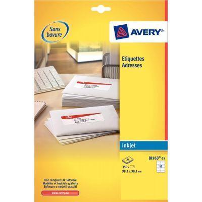Pochette de 25 planches - Étiquettes adresses jet d'encre - 24 étiquettes 63.5x33.9mm - Séchage ultra-rapide - AVERY ETIQUETTES J8159_0