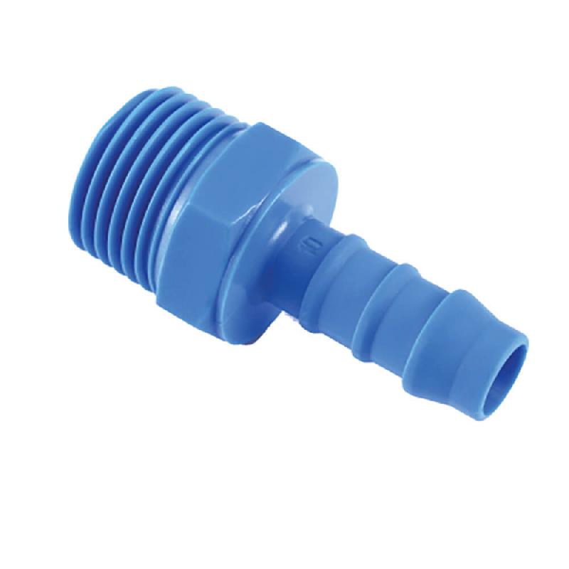 Raccord annelé droit - Mâle pas du gaz - Nylon 6.6 - Embout Ø 4 mm - Mâle 1/4