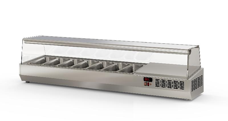 Saladette à ingrédients professionnelle en inox - 7 bacs GN 1/3 - vitre pare-haleine - EI180-1/3_0