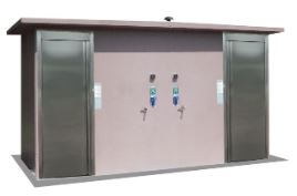 Sanitaire gens du voyage - réf. 2030 - 2 familles - 2 WC standards, douches, robinets et prises extérieures_0