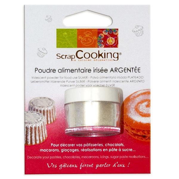 SCRAPCOOKING POUDRE ALIMENTAIRE IRISÉE ARGENTÉE DÉCORS GÂTEAUX