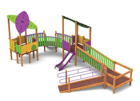 Structure pour aire de jeux en bois - Buff'Hyère Collectivités - Bois traité en autoclave classe IV, polyéthylène et acier inoxydable_0