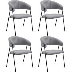 TecTake GmbH tectake Lot 4 Fauteuils rembourré ergonomique en tissu 150kg max gris - 405518 - gris polyester 405518_0