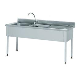 Tournus Equipement - Plonge 2 bacs 500x500x300 mm - Égouttoir à droite avec robinetterie mélangeuse - Réf. 816674 - Plastique_0