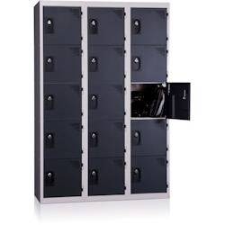 Vestiaires 5 cases x 3 colonnes - En kit - Anthracite - Largeur 90cm - PROVOST - gris acier 207001843_0