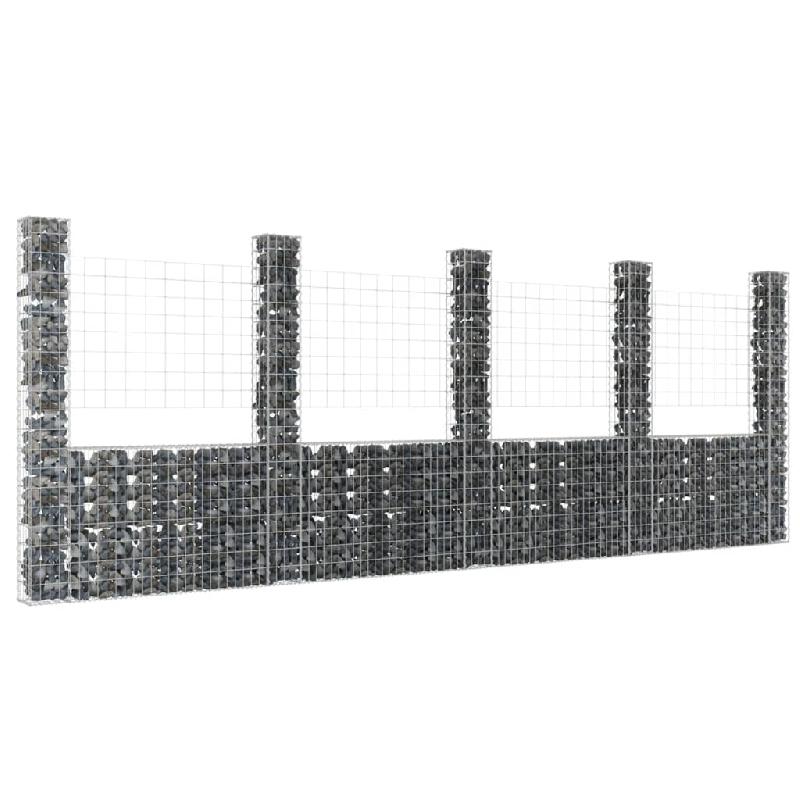 Vidaxl panier de gabion en forme de u avec 5 poteaux fer 500x20x200 cm 151292_0