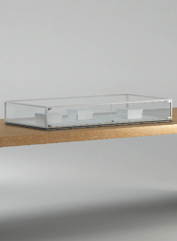 Vitrine plate en verre trempé 5-TPVA - Dimensions 159x78x27 cm - Porte avec serrure_0