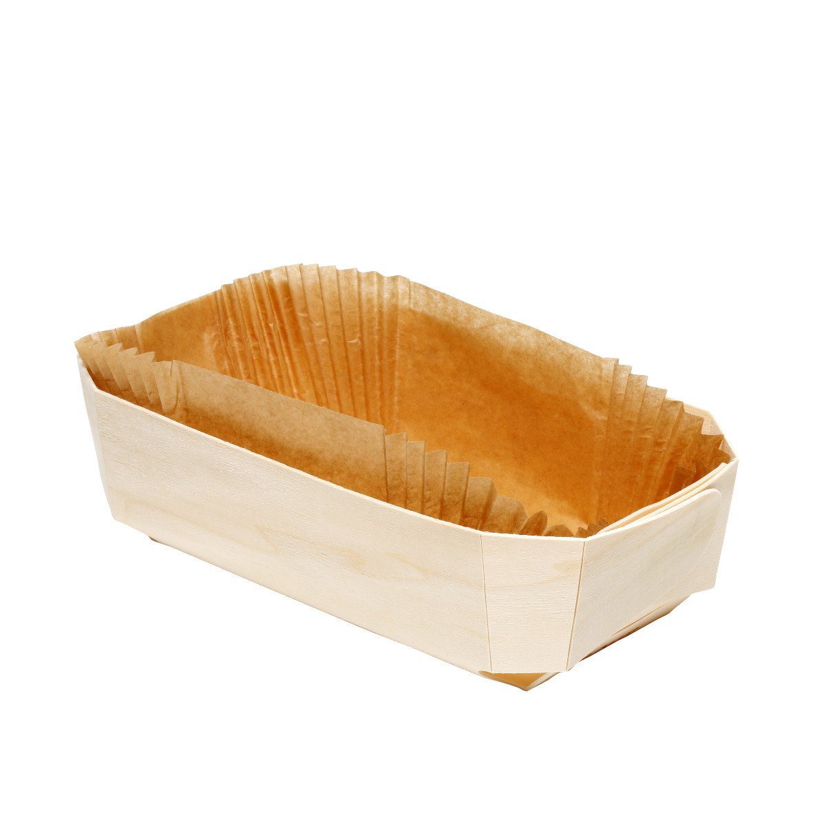 100 barquettes de cuisson en bois Baron 205x110x60 mm - bois avec papier siliconé - biodégradables et éco-responsables_0