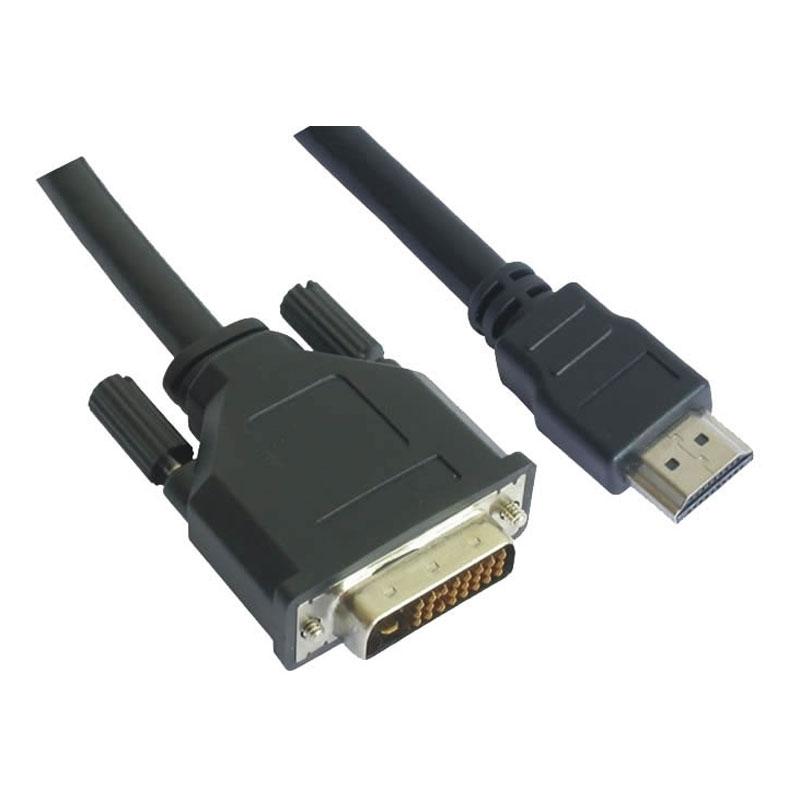 Nanocable 10.15.0502 - Câble DVI mâle à HDMI mâle - 1,8 mètres - Contacts plaqués or - Noir_0