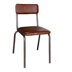 Anticline Créations Chaise assise et dossier cuir - H80 X L45 X 54 - Assise H47cm - marron fonte CS1407_0