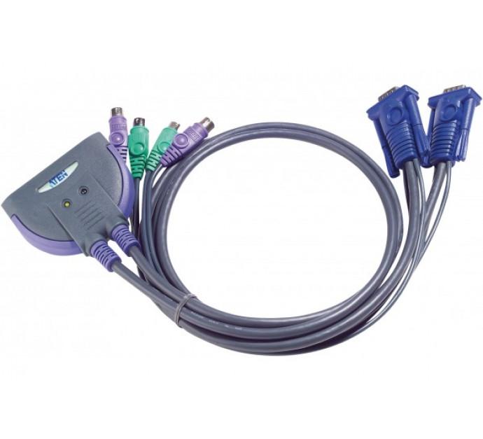 Aten CS62S - Switch KVM 2 ports VGA/PS2 avec câbles intégrés de 90cm - Réf : 253562_0