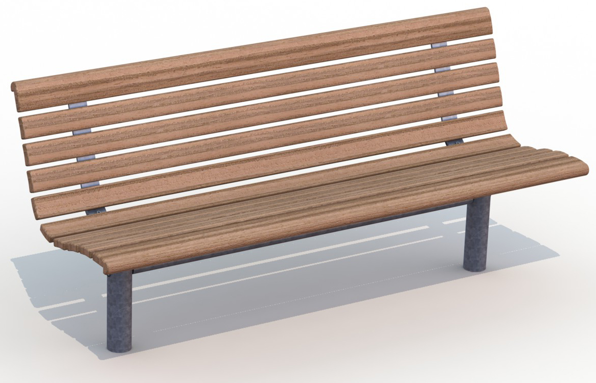 Banc public Sofiero réf 8037009 - Hags - Brun/Galvanisé - Scellement béton_0