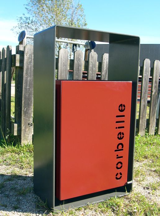 Cendrier corbeille rectangulaire - Frepat Urban Equipment - acier Corten ou galvanisé, finition oxydée ou thermolaquée_0