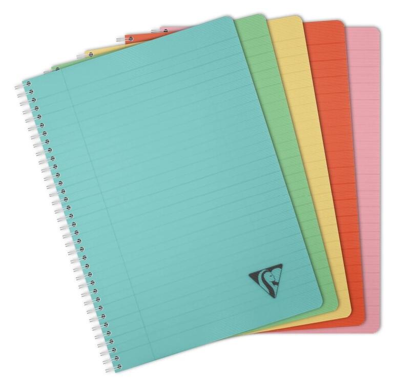 Clairefontaine Lot de 5 Cahier Linicolor Essence A4, 180p./90 feuilles 90 g/m² reliure intégrale, couv. Polypro assortis, ligné + marge - 332968327_0
