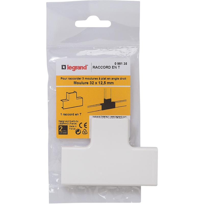 DLP Té de dérivation 32x12,5 mm - raccord en T blanc pour moulures en angle droit_0