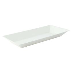 ECOLOMIQUE - 50 Pcs - Assiette rectangulaire blanche en pulpe - 260 x 130 mm, Hauteur: 28 mm - ECO210ECOD2614F - blanc Bagasse ECO210ECOD2614F_0
