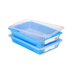 Gilac Bac HACCP bleu 8 L + couvercle + grille x 2 - G160328_0