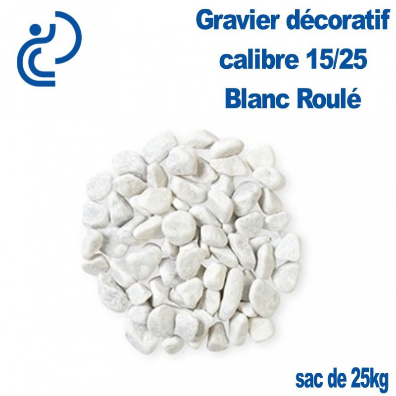 Gravier décoratif roulé en marbre blanc 15/25 - Sac de 25 kg_0