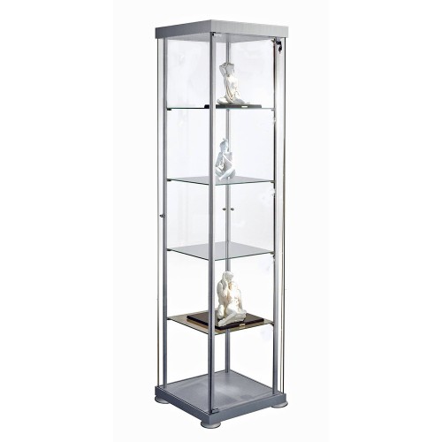 Vitrine d'exposition en verre H 1.800 - colonne carrée - aluminium et verre de sécurité_0