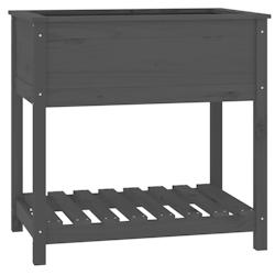 Helloshop26 - Jardinière bac lit surélevé plantes fleurs terrasse jardin avec étagère 82,5 x 54 x 81 cm bois massif de pin gris 02_0038406 - 3000_0