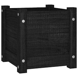 Helloshop26 - Jardinière bac lit surélevé plantes fleurs terrasse jardin d'extérieur 31 x 31 x 31 cm bois de pin massif noir 02_0038541 - 30002177_0