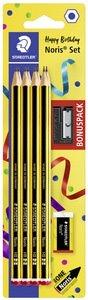 KIT DE CRAYONS ANNIVERSAIRE NORIS, CARTE BLISTER - LOT DE 3