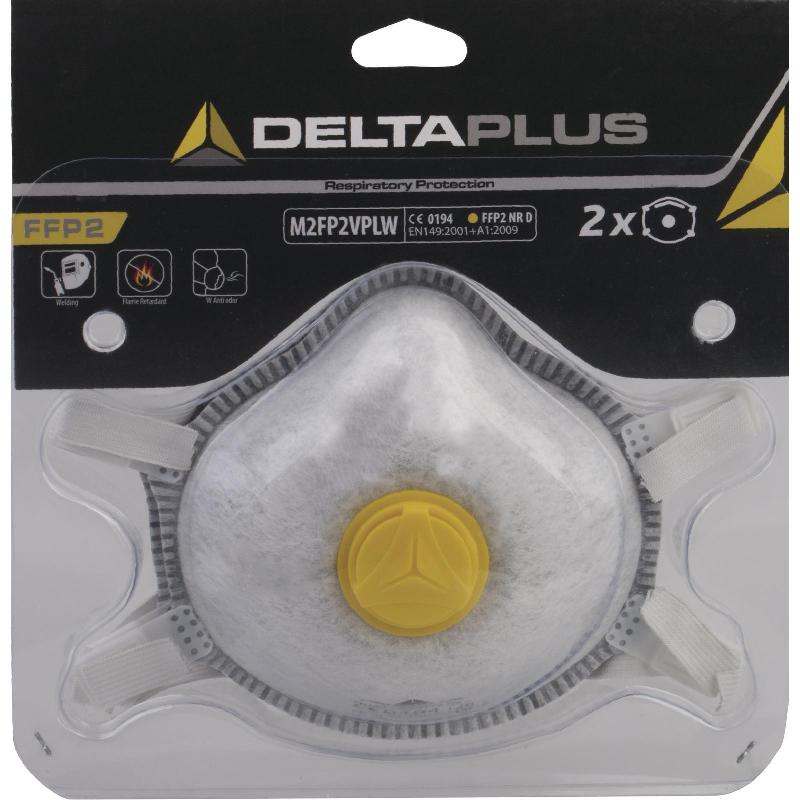 Lot de 2 pièces faciales FFP2 - M2FP2VPLW - Coque avec valve, retardateur de flamme et charbon actif_0