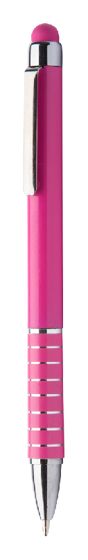 Stylo à bille avec stylet - plastique et clip aluminium - encre bleue - couleur fuchsia_0