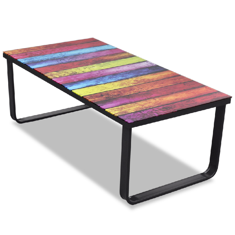 Table basse rectangulaire design - Verre trempé multicolore - 90 x 45 cm - Modèle 0902028_0