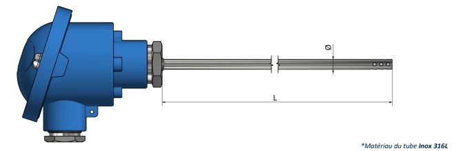 Thermocouple d'ambiance ajouré - tête de raccordement TH22 - Type K, N, J, T, E, R, S, B_0