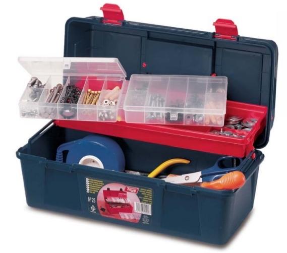 Electraline 125003 - Boîte à outils 400 x 206 x 188 mm - Plastique - Bleu, Rouge, Transparent - Avec poignée et verrouillage_0