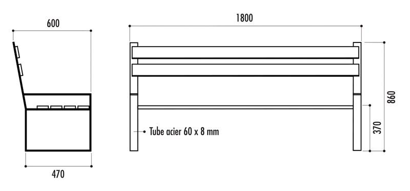 Banc urbain Dallas 180 cm - plusieurs matériaux disponibles - accoudoirs en acier_0