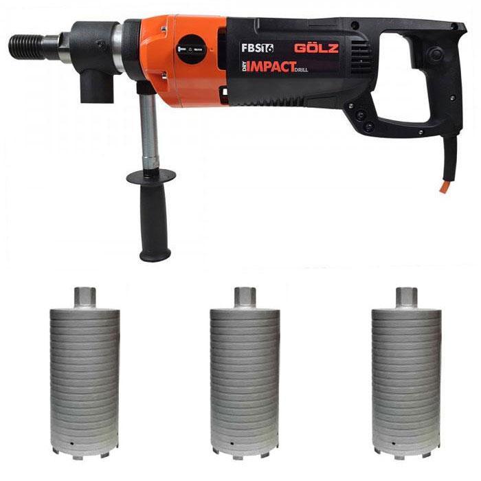 Carotteuse portable à sec FBS16 à micro percussion + 3 couronnes KT55 au choix max Ø 132 mm - GOLZ - 02950076080+D6404553132_0