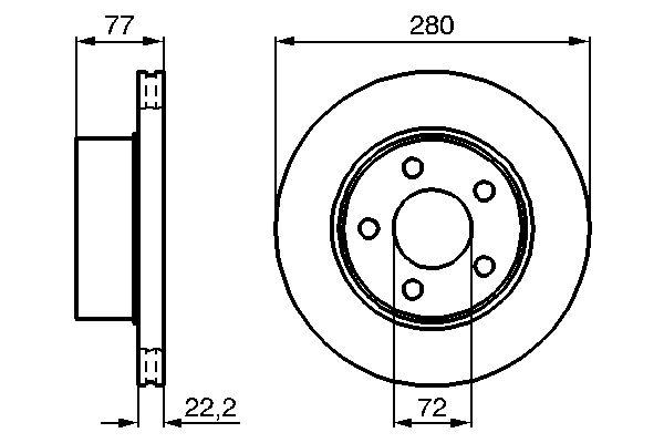 Disque de frein Bosch 0986478694 - ventilé de l'intérieur - boîte de 2 disques - côté avant - 5 trous_0