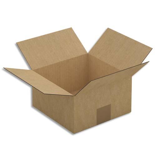 Emballage paquet de 25 caisses américaines en carton brun simple cannelure - dim. : l20 x h11 x p20 cm_0