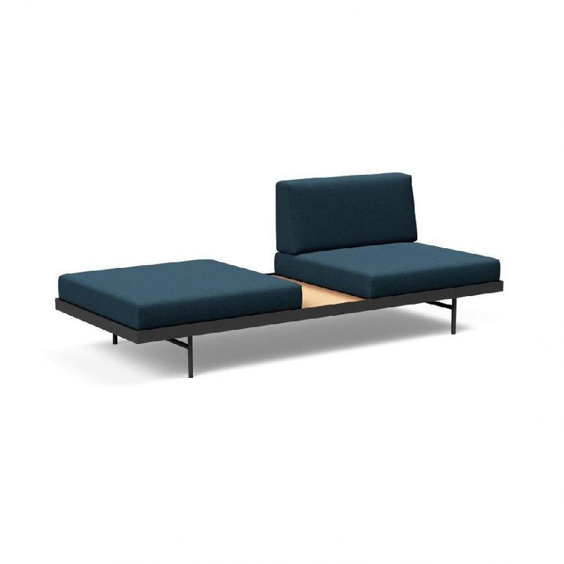 INNOVATION LIVING  CANAPÉ DESIGN PURI CONVERTIBLE LIT 195*80 CM TISSU  ARGUS NAVY BLUE AVEC TABLE CHÊNE_0