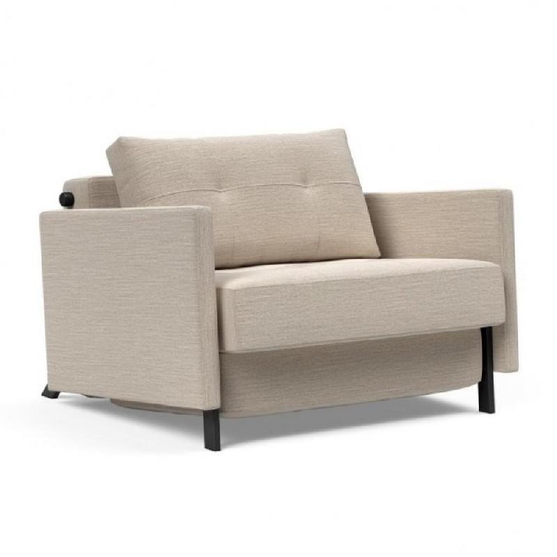 INNOVATION LIVING  FAUTEUIL DESIGN SOFABED CUBED 02 ARMS BLIDA SAND GREY CONVERTIBLE LIT 200*90CM_0