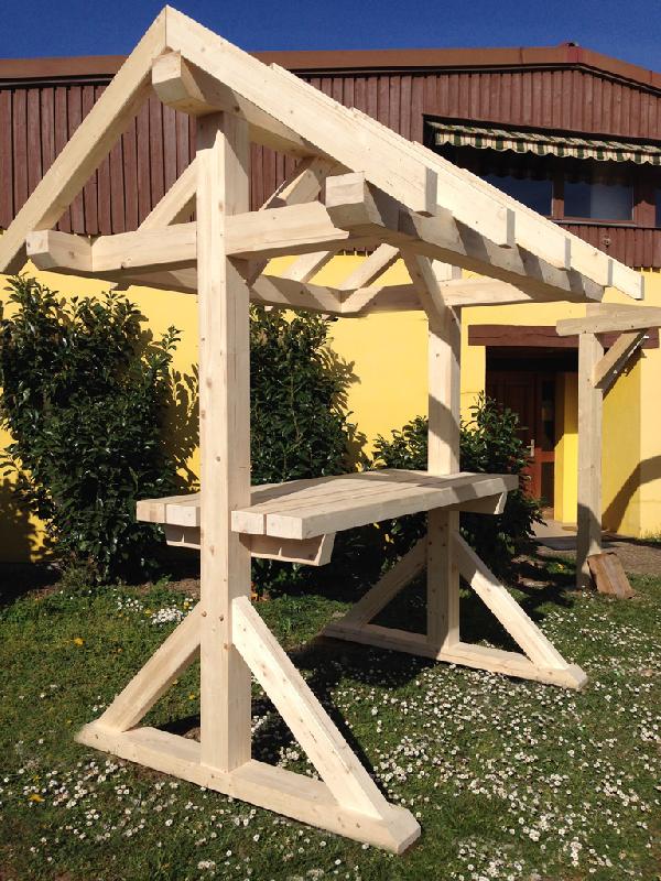 Mange-debout abri table - Abriboa en sapin lamellé-collé avec assemblage tenon-mortaise_0