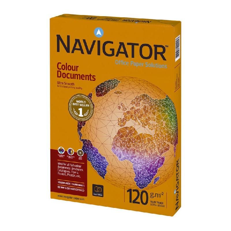 NAVIGATOR PAPIER COLOUR DOCUMENTS - RAMETTE DE 250 FEUILLES - FORMAT A4 (120 G/M²) - COULEUR BLANC (PRIX À L'UNITÉ)