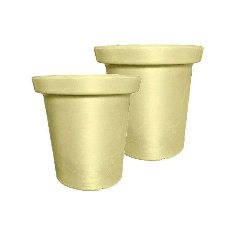 PLAST'UP ROTOMOULAGE Pot de fleurs rond xxl delight 75l- lot de 2 - IVOIRE - beige 0637962082531_0