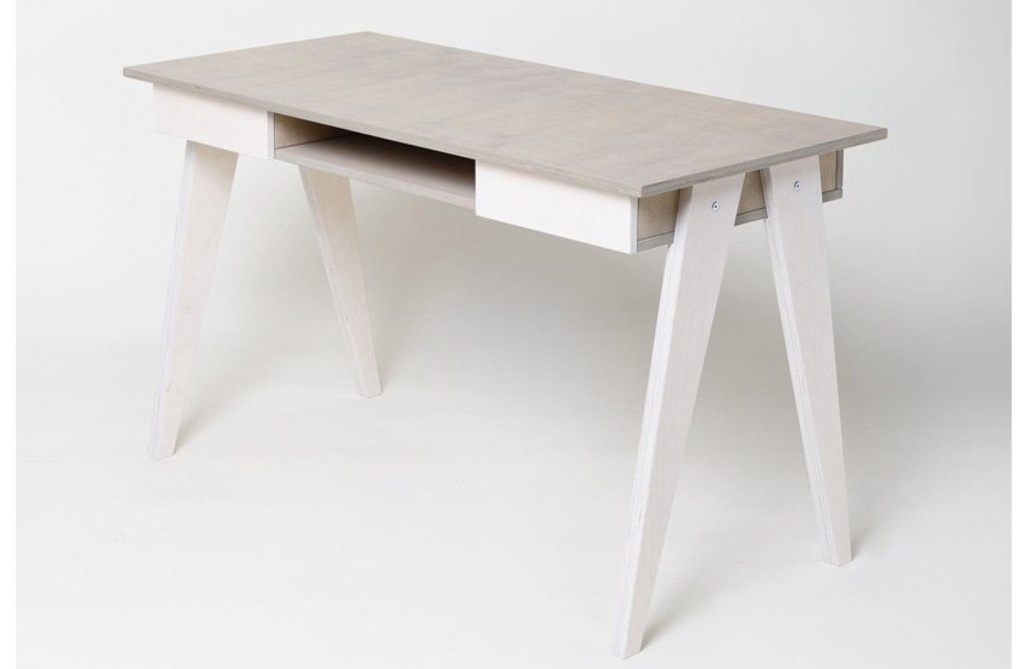 Bureau droit design Radis - Huh - 2 tiroirs - Contreplaqué bouleau - 75 cm de hauteur_0
