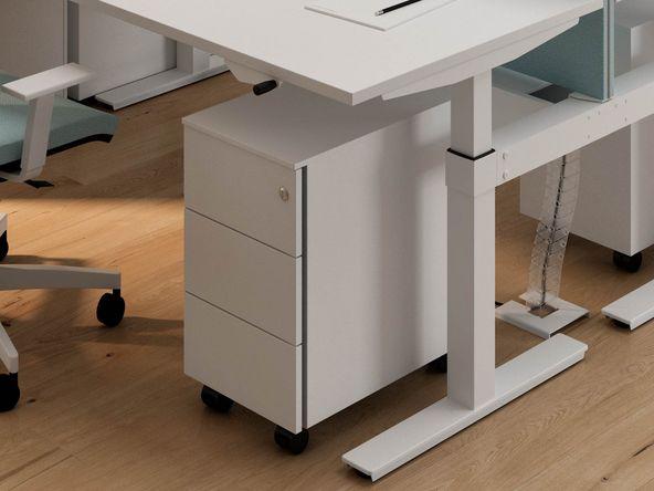 Caisson mobile 3 tiroirs SLIM sur roulettes - Dimensions L32 x P56 x H59 cm - Serrure et clés - Garantie 3 ans_0